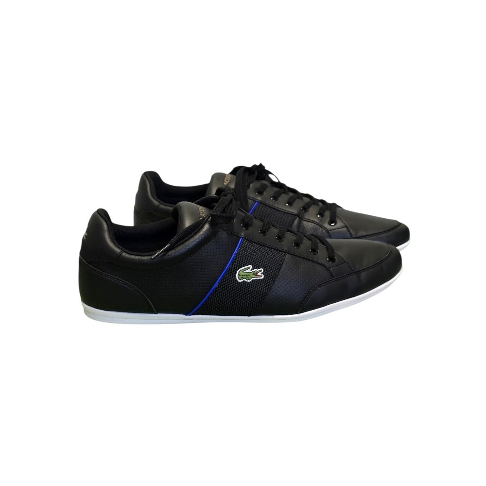 Lacoste Nivolor 0721 1 P CMA Mens 13 Black Perforated Sneakers Minimalist Preppy